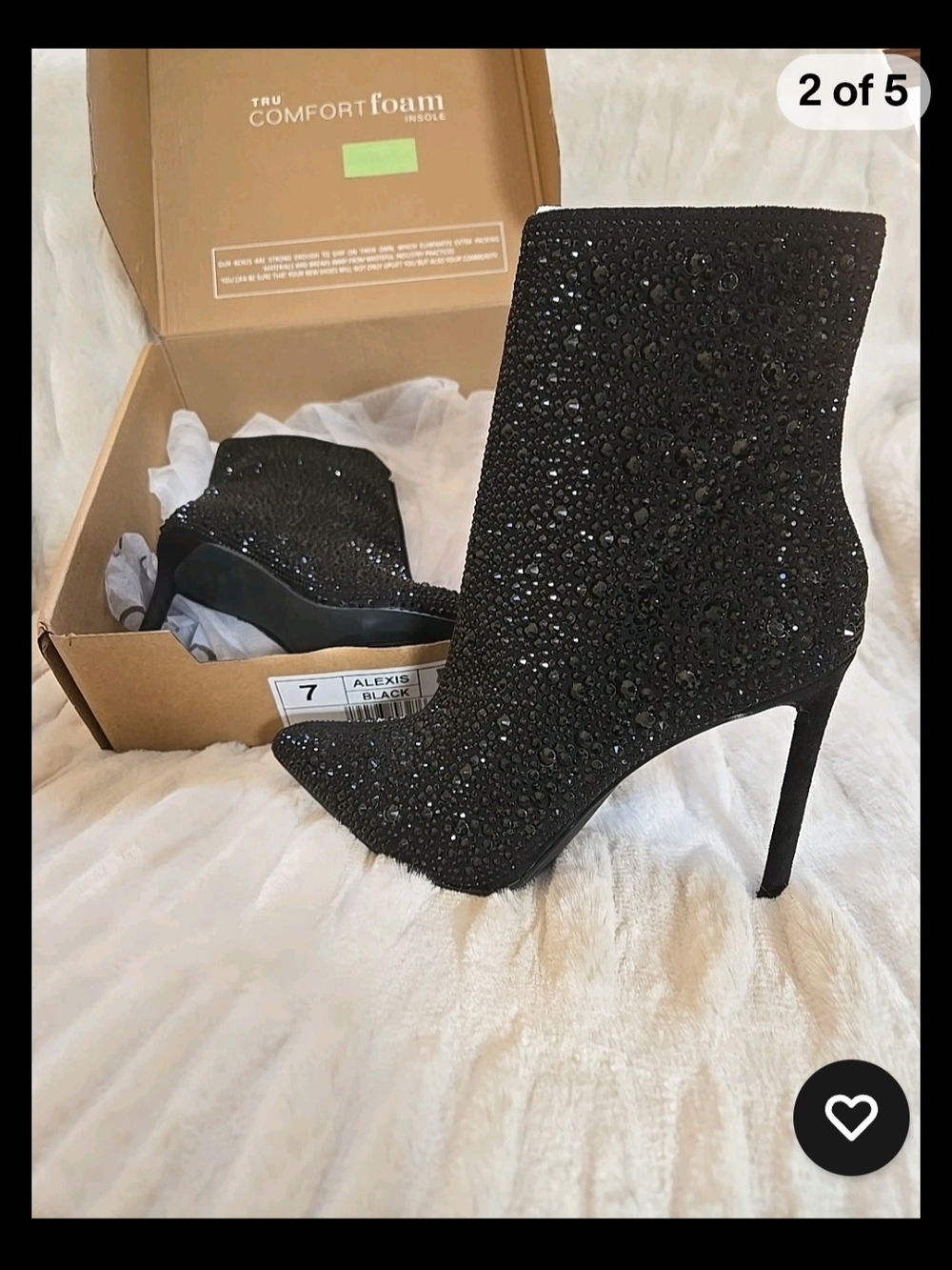 Alexis Black Crystal Embellished Pointed Stiletto Ankle Boots